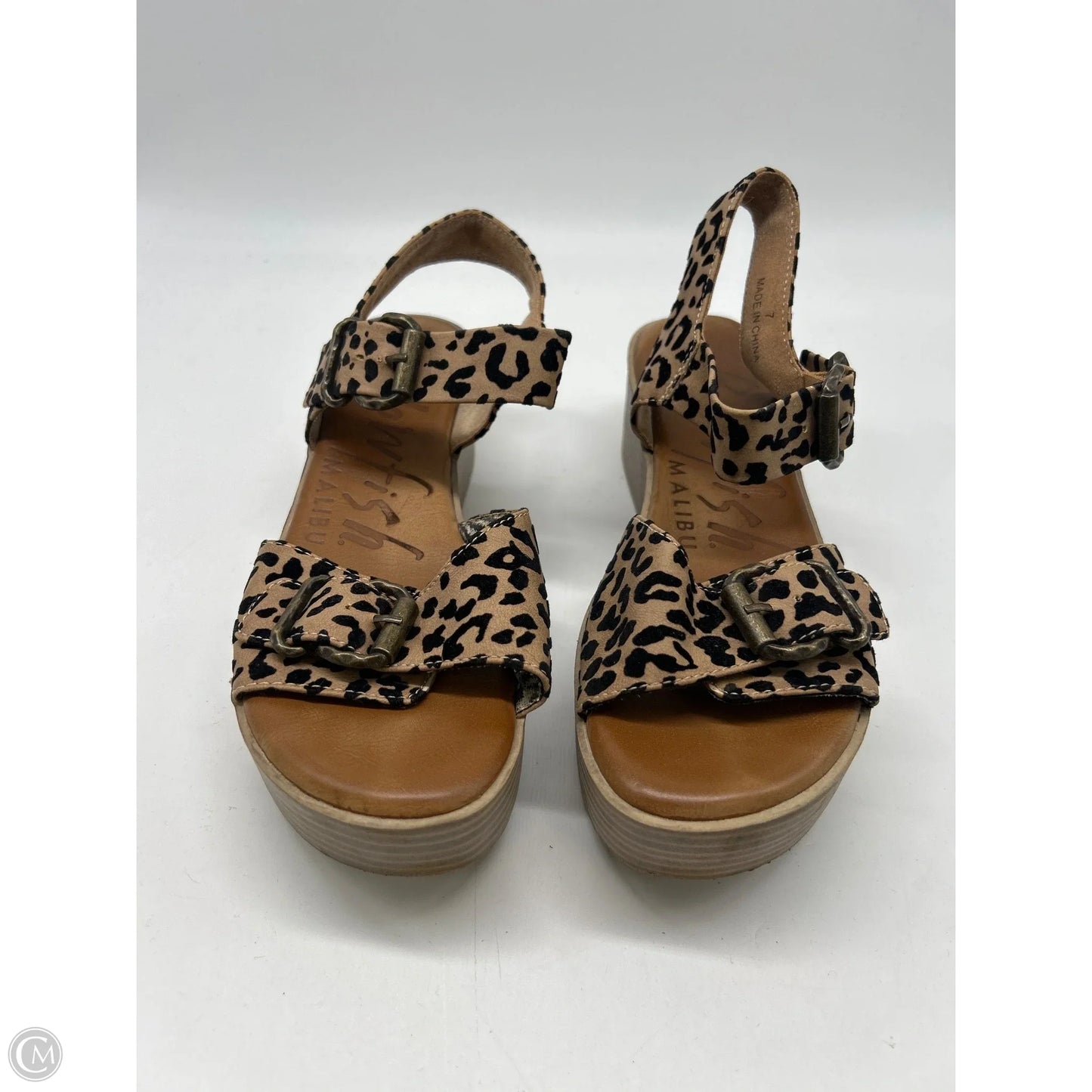 Sandals Heels Platform By Blowfish In Animal Print, Size: 7