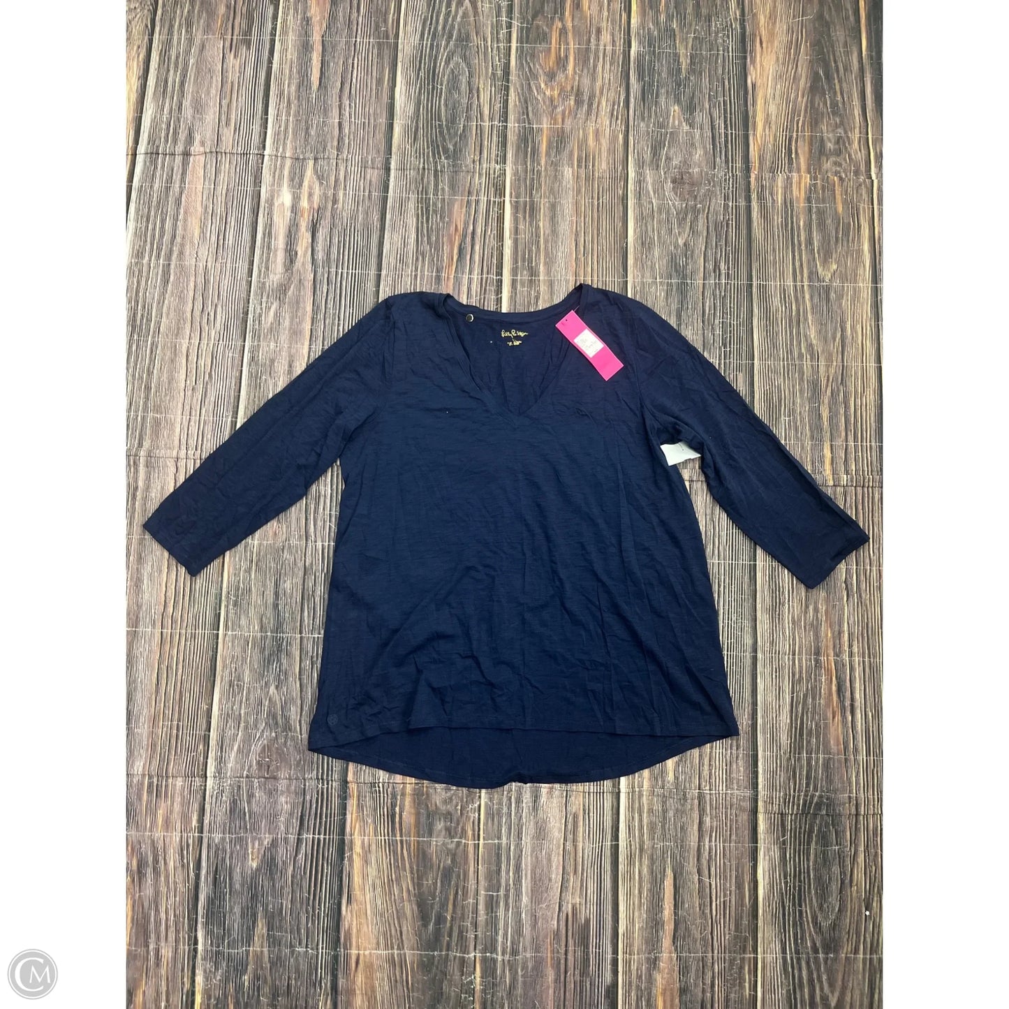 Top 3/4 Sleeve Designer By Lilly Pulitzer In Navy, Size: Xl