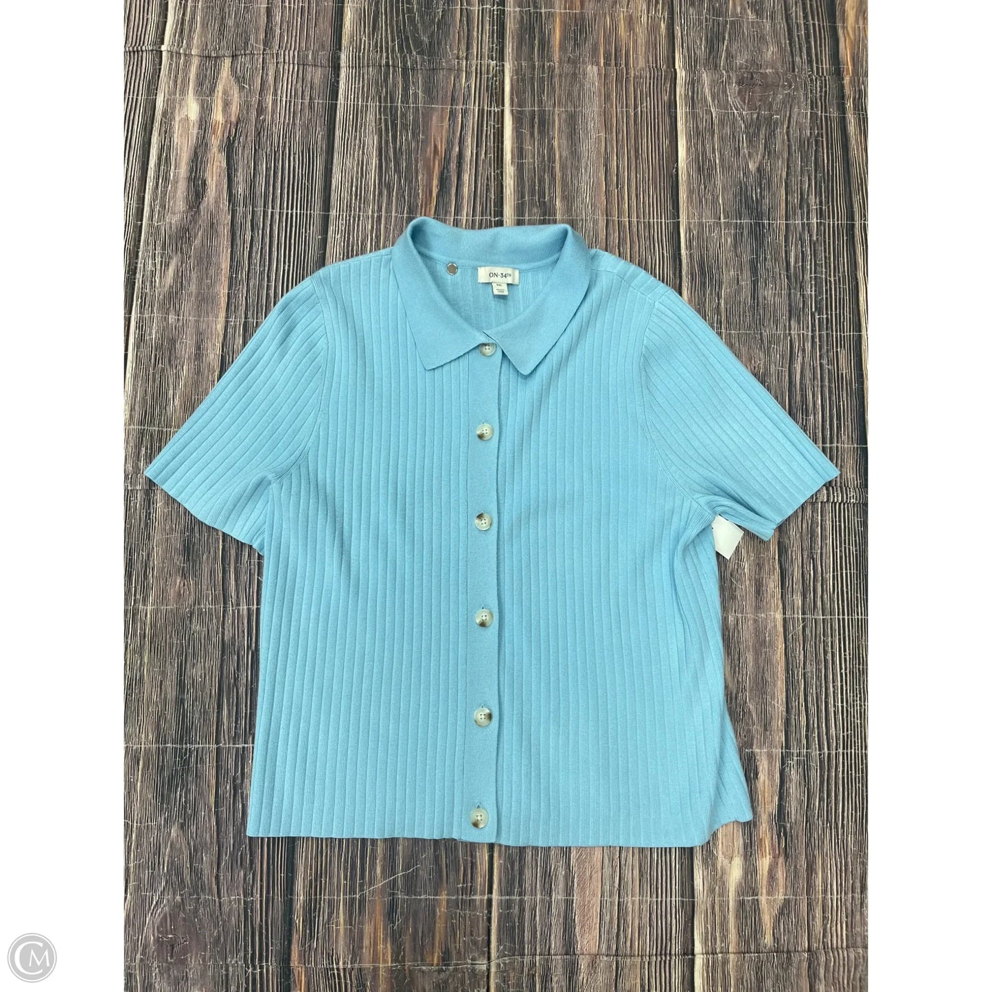 Sweater Short Sleeve By On 34th In Blue, Size: 1x