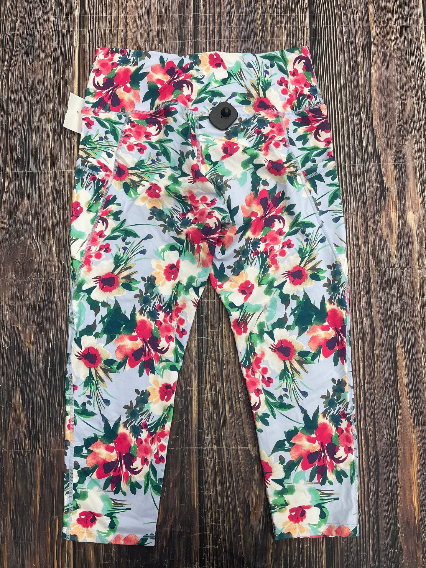 Floral Print Athletic Leggings Capris Apana, Size L