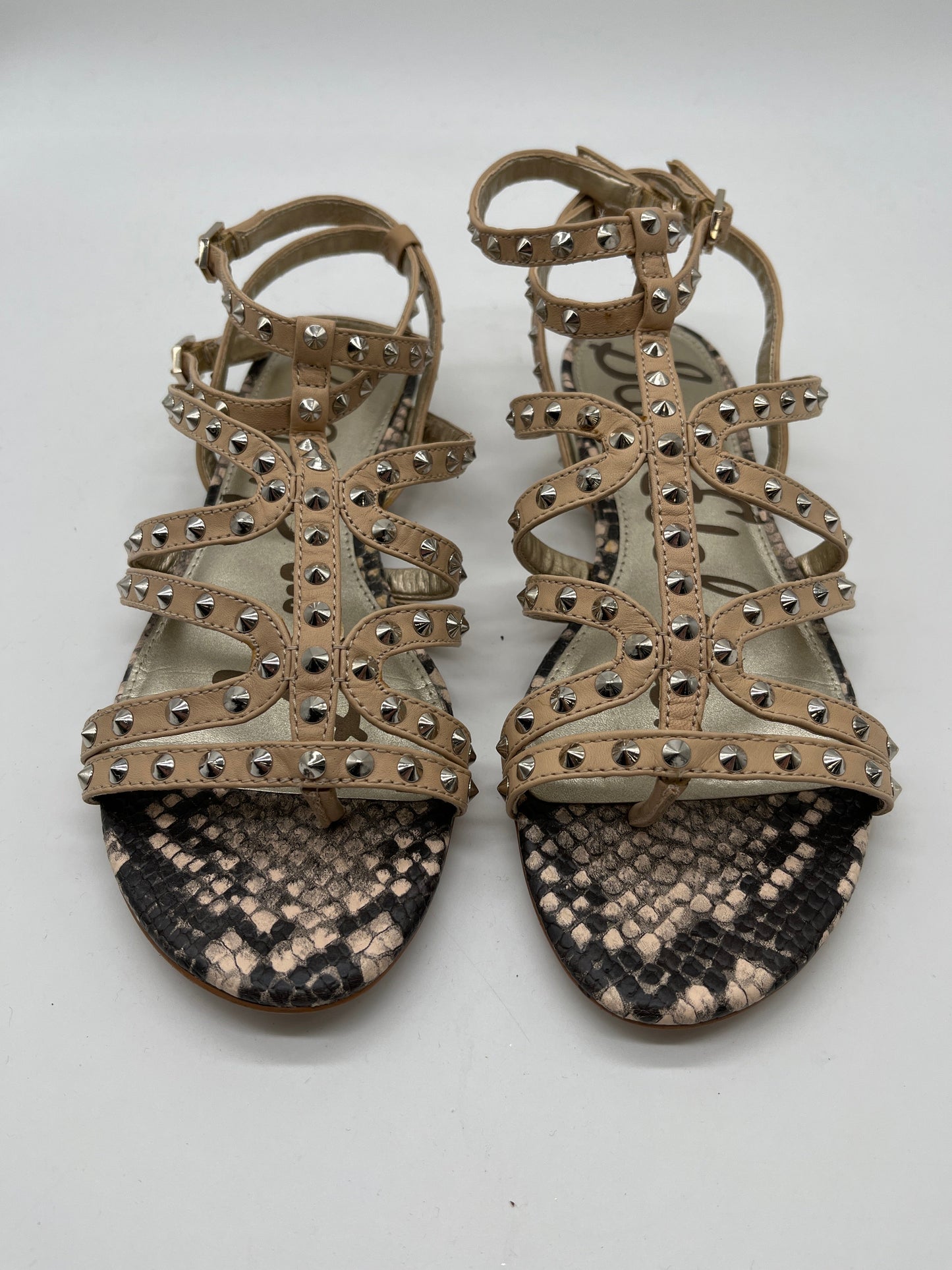 Snakeskin Print Sandals Flats Sam Edelman, Size 8