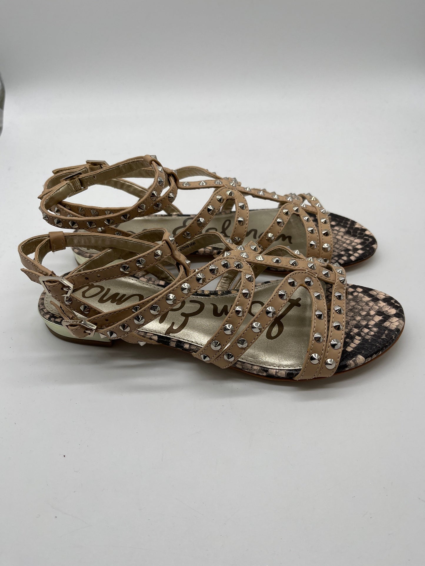 Snakeskin Print Sandals Flats Sam Edelman, Size 8