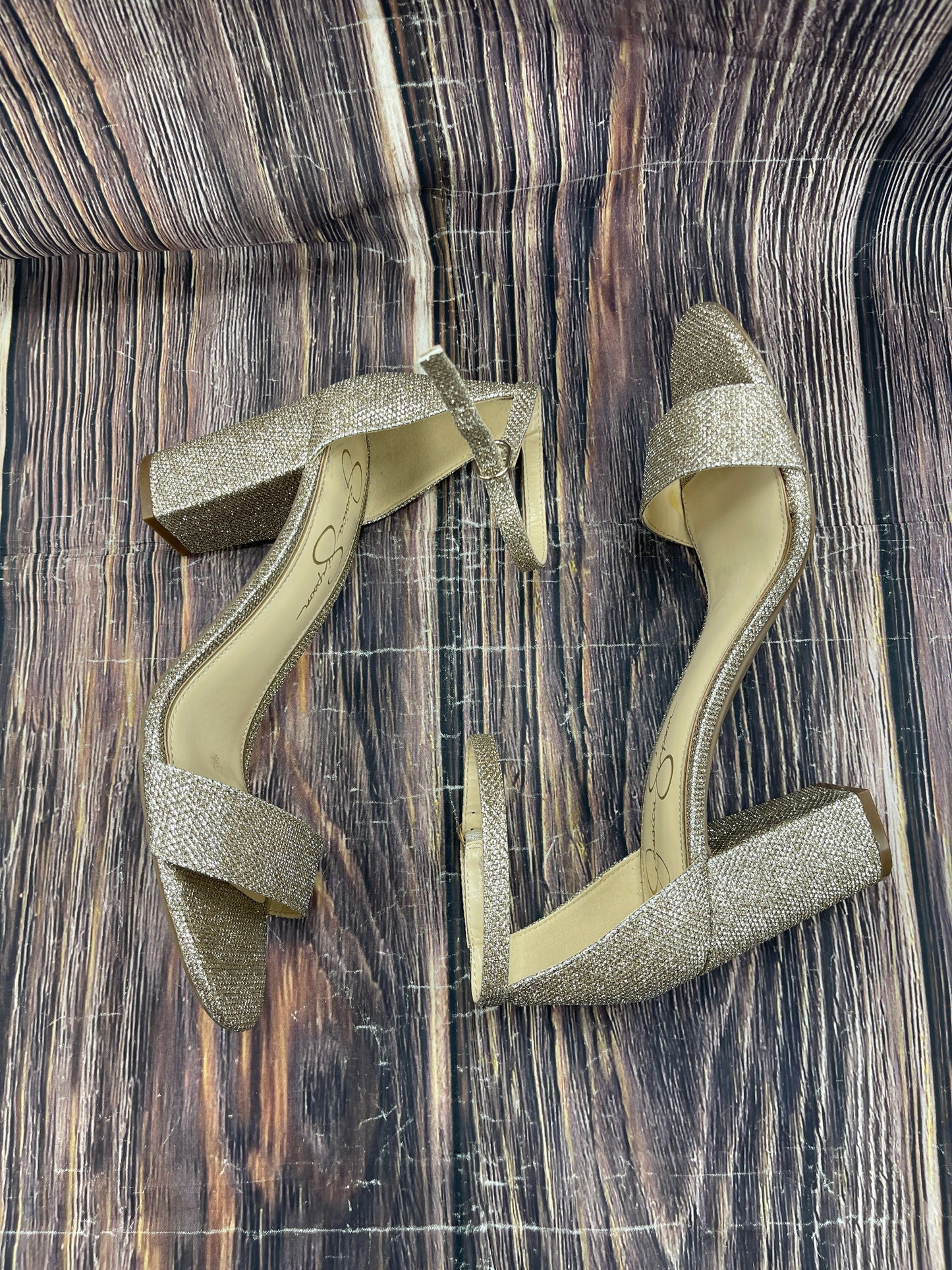 Sandals Heels Block By Jessica Simpson In Gold, Size: 10