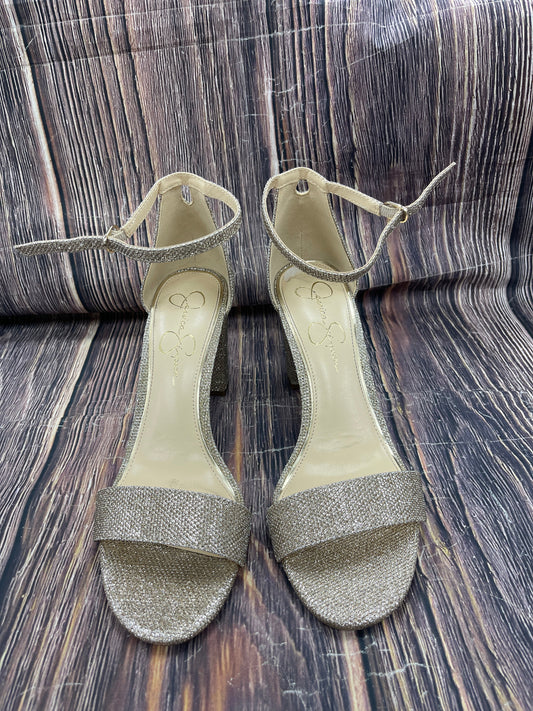 Sandals Heels Block By Jessica Simpson In Gold, Size: 10