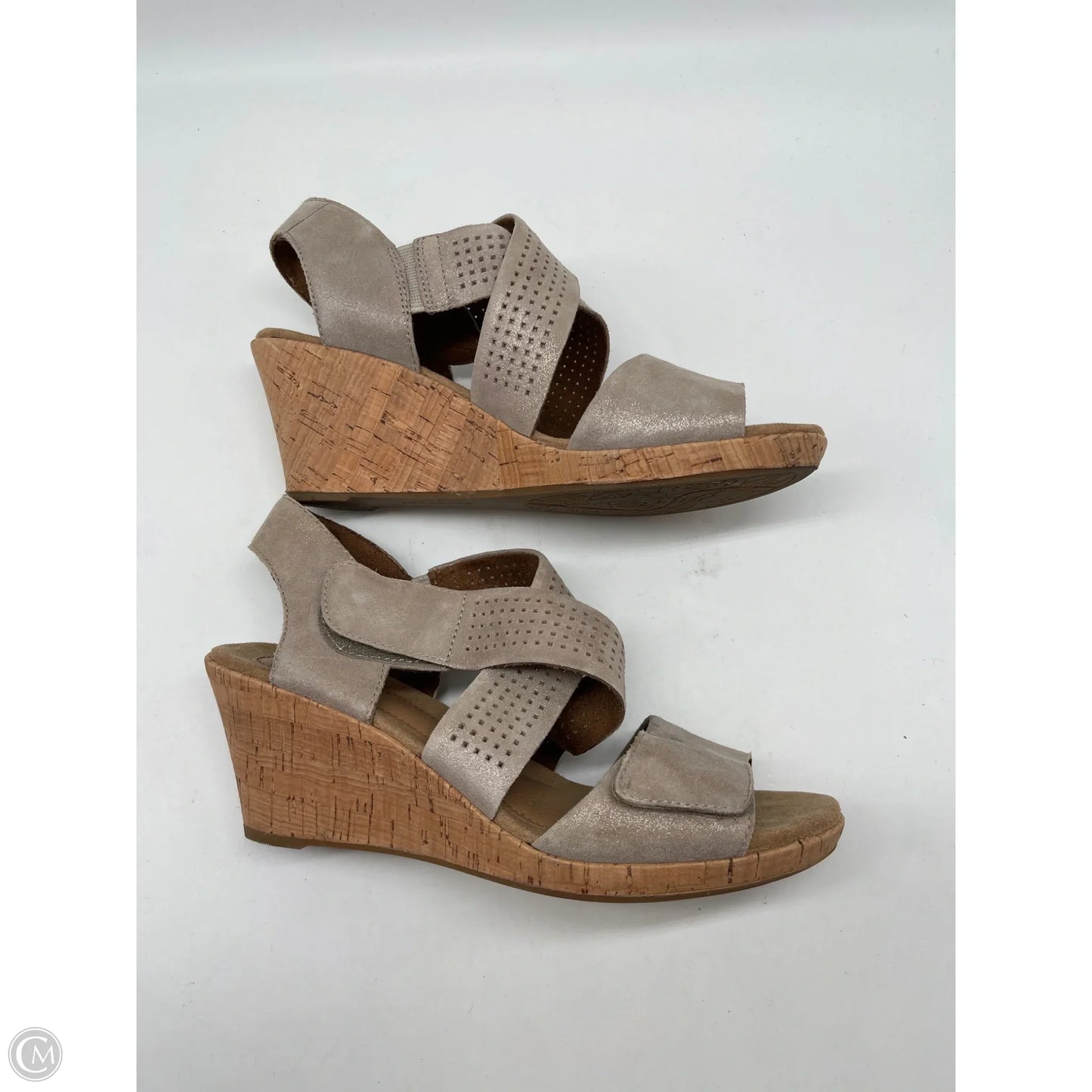 Sandals Heels Wedge By Cobb Hill In Taupe, Size: 8