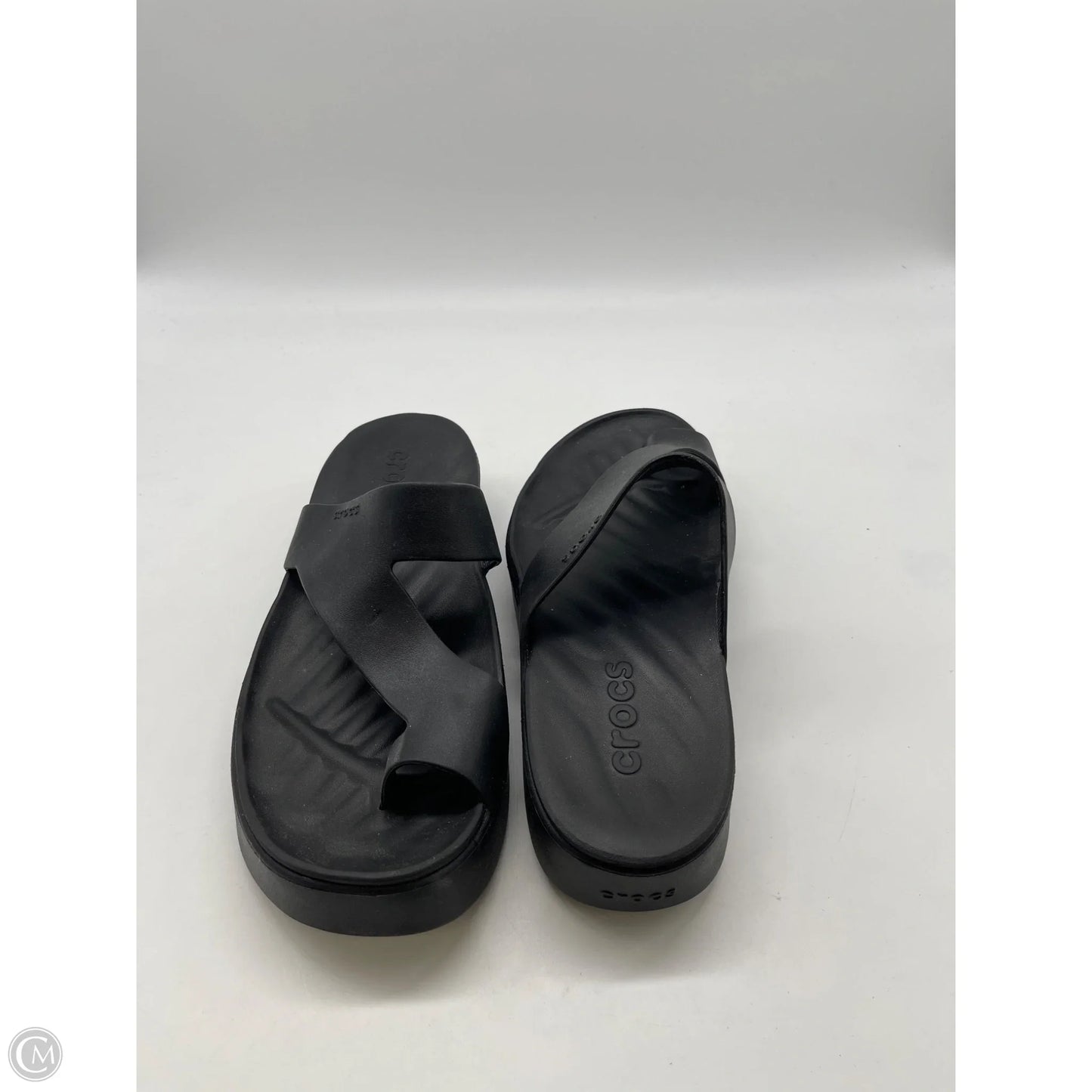 Sandals Heels Platform By Crocs In Black, Size: 8