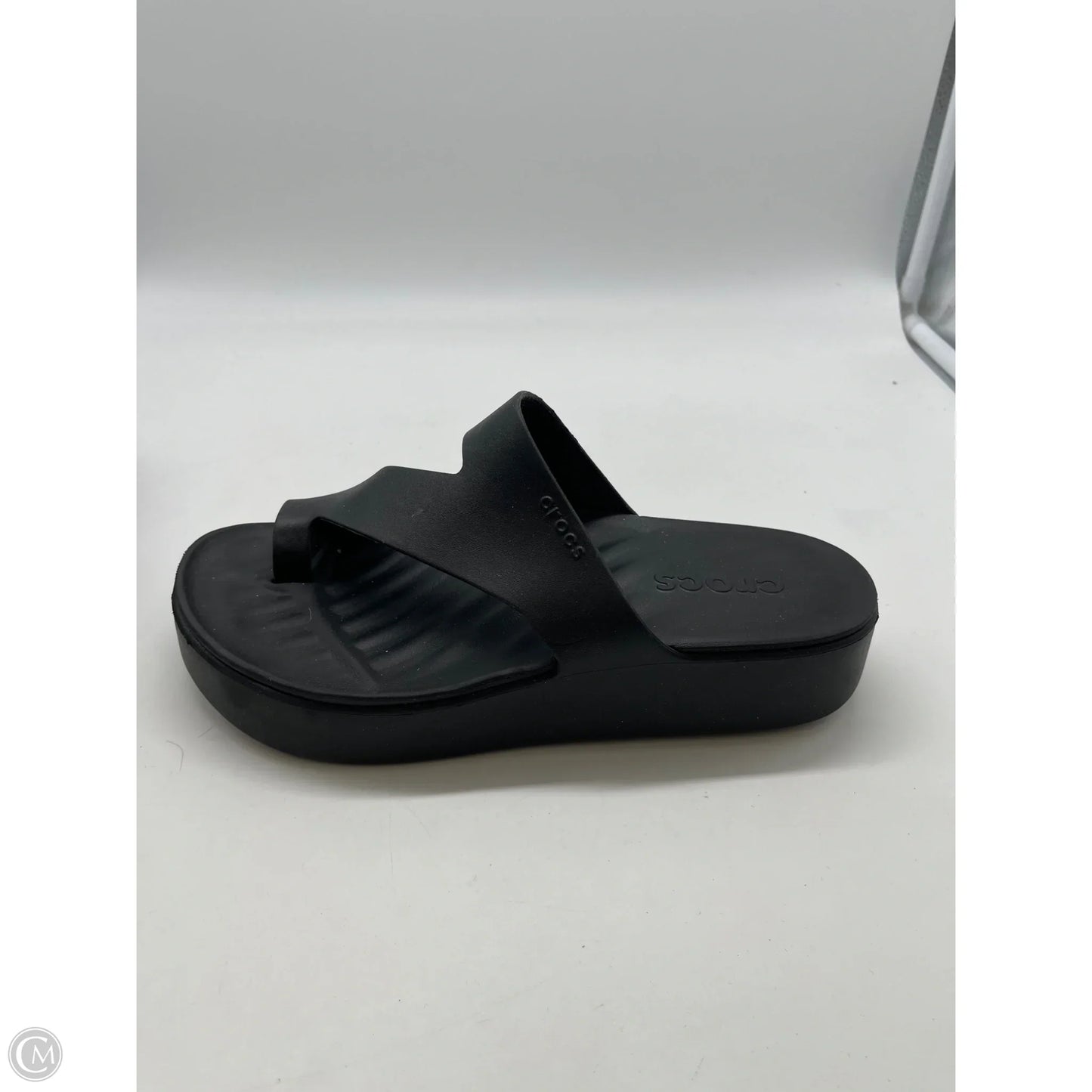 Sandals Heels Platform By Crocs In Black, Size: 8