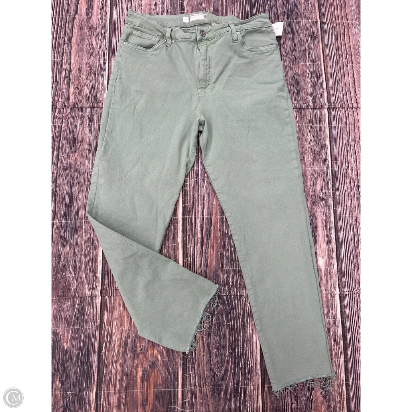 Jeans Straight By Kut In Green Denim, Size: 12