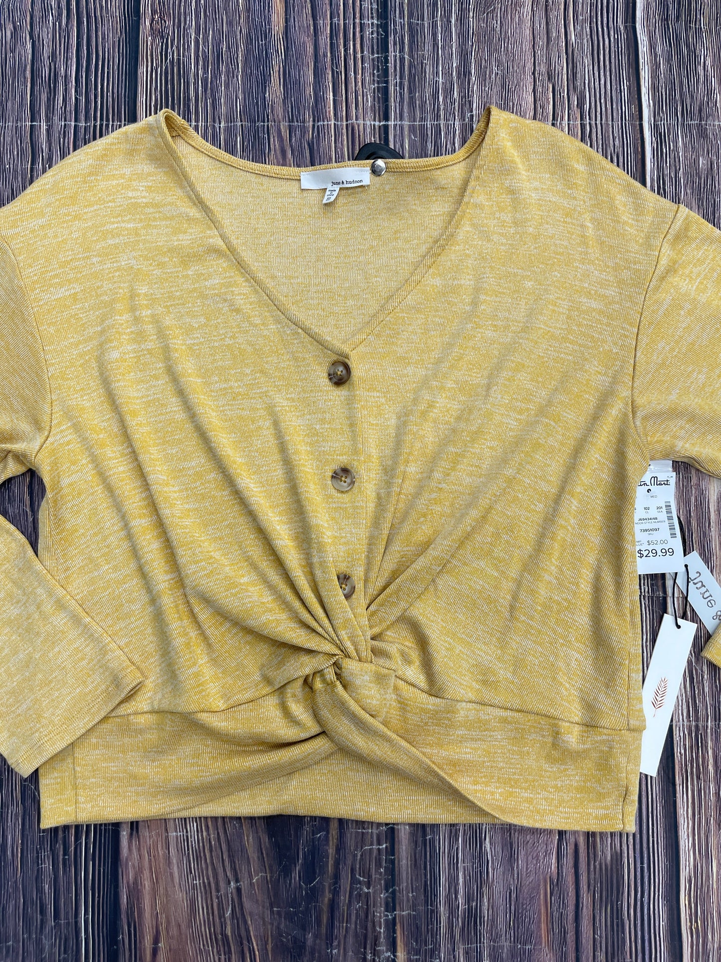 Yellow Top Long Sleeve Clothes Mentor, Size M