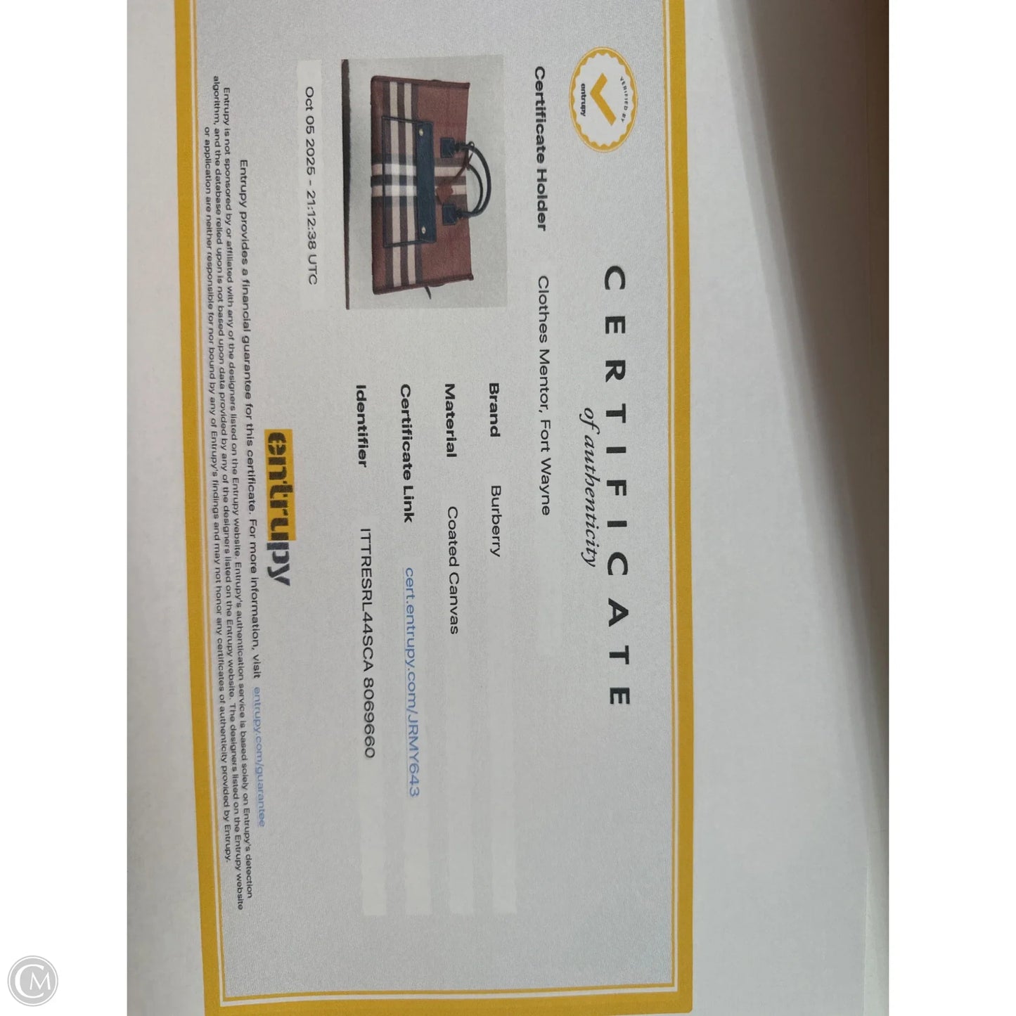 Handbag Luxury Designer By Burberry, Size: Large