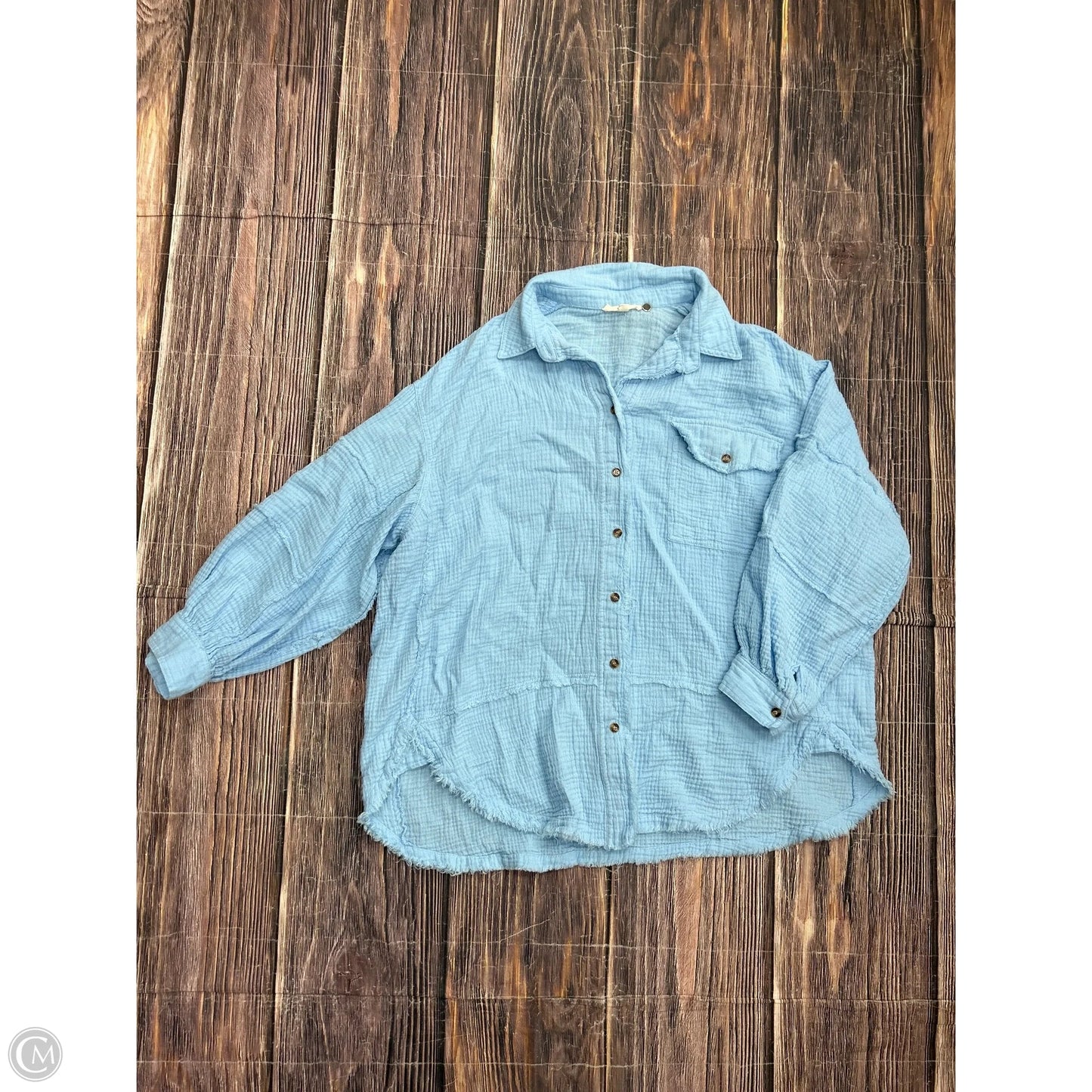 Top Long Sleeve By Easel In Blue, Size: L