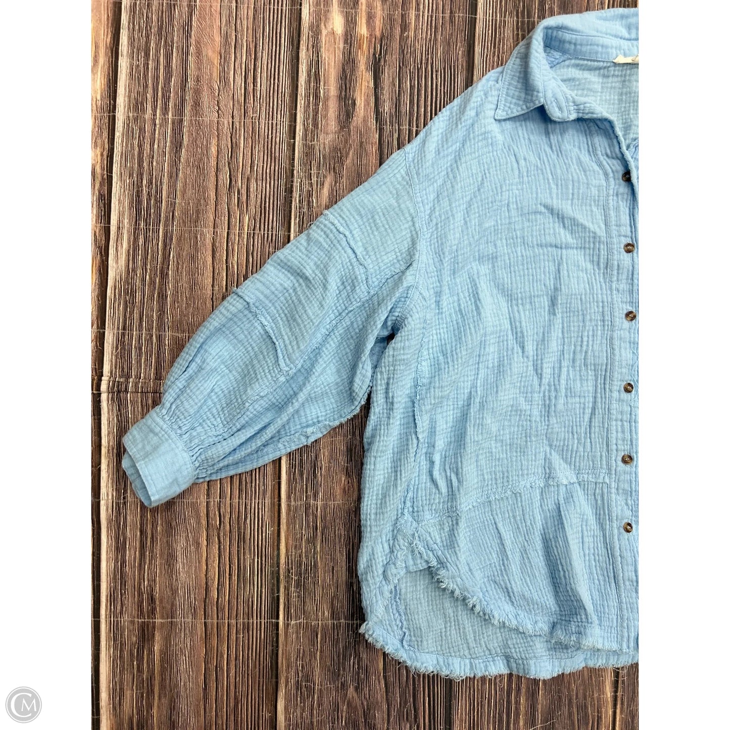 Top Long Sleeve By Easel In Blue, Size: L