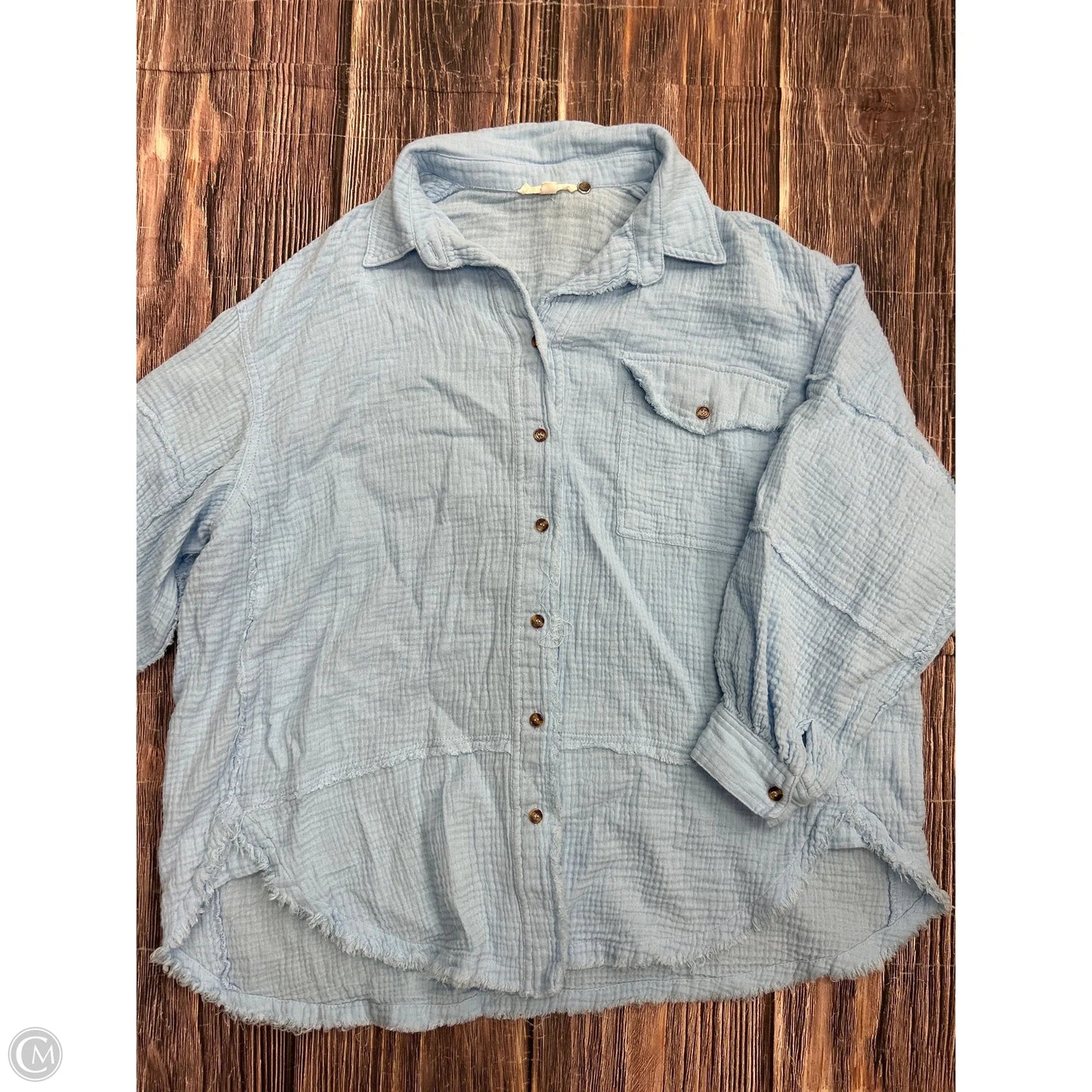 Top Long Sleeve By Easel In Blue, Size: L