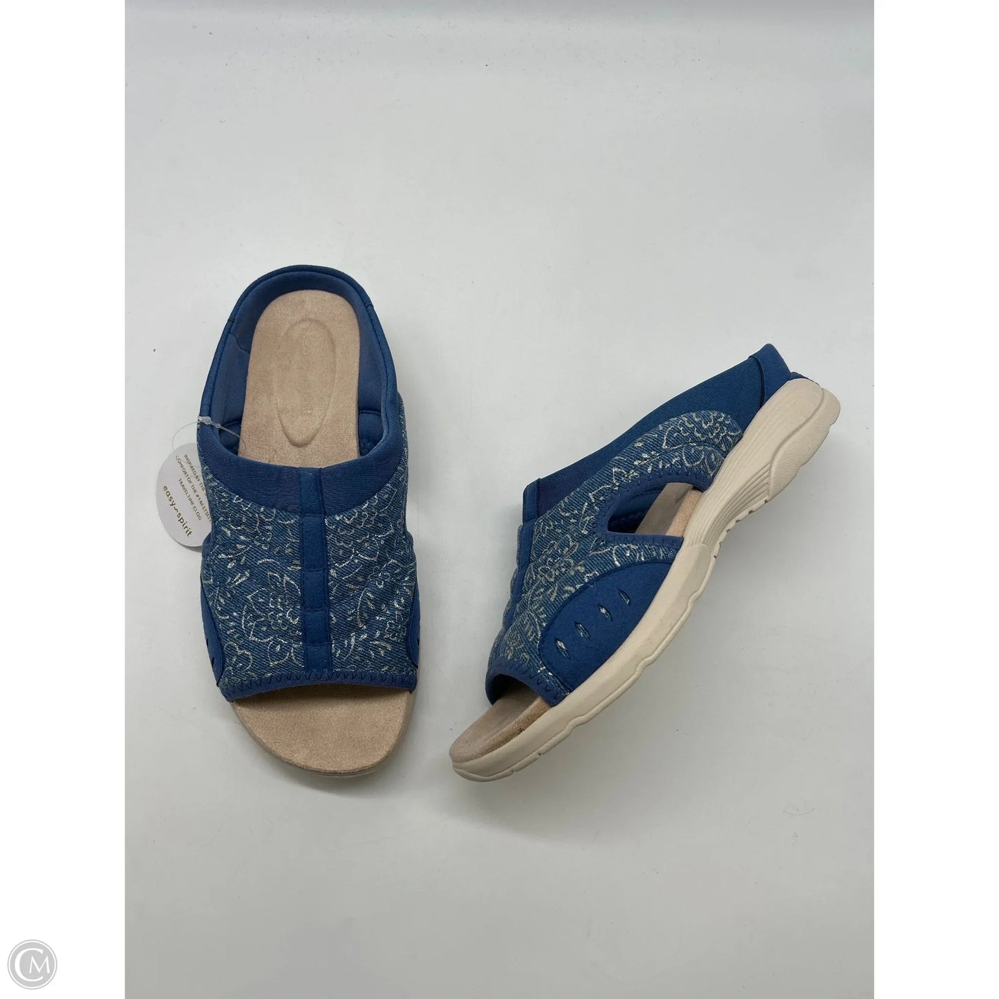 Sandals Flats By Easy Spirit In Blue & Cream, Size: 8.5