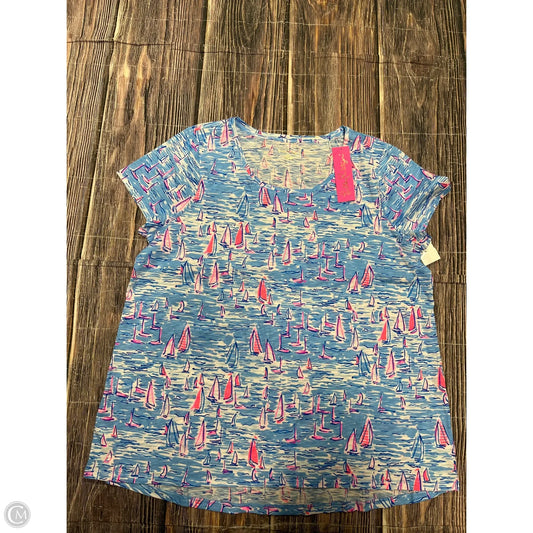 Top Short Sleeve Designer By Lilly Pulitzer In Blue, Size: 1x