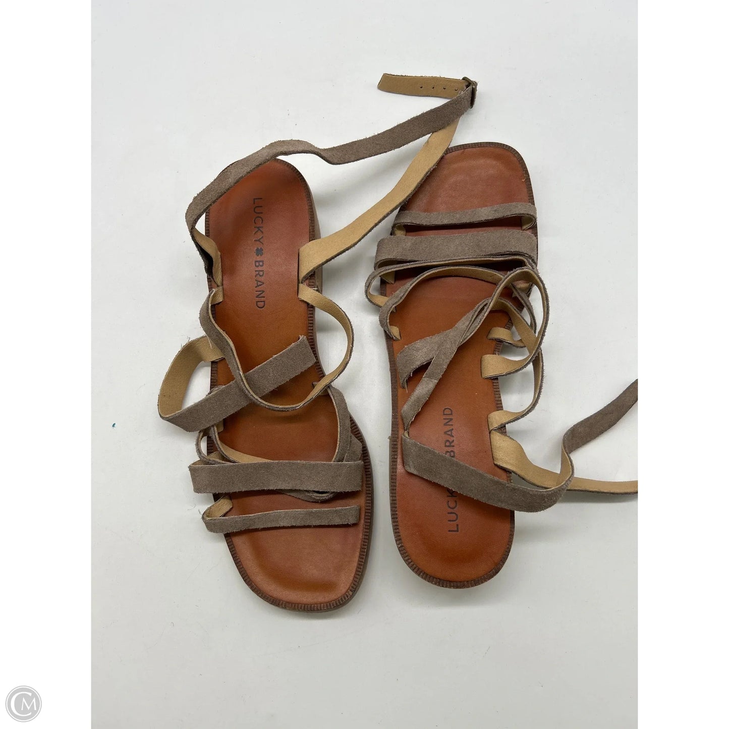 Sandals Heels Kitten By Lucky Brand In Brown, Size: 8.5