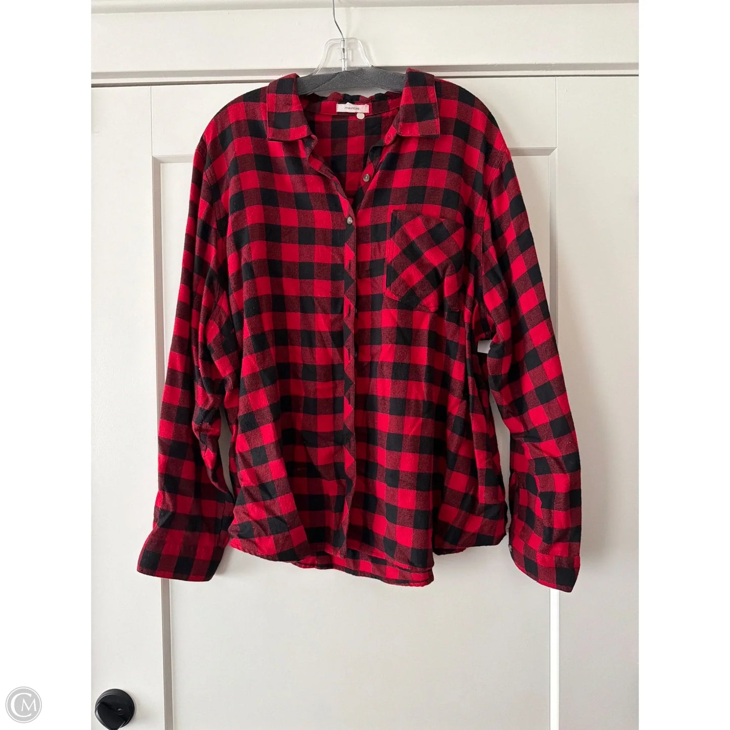 Top Long Sleeve By Maurices In Plaid Pattern, Size: 3x