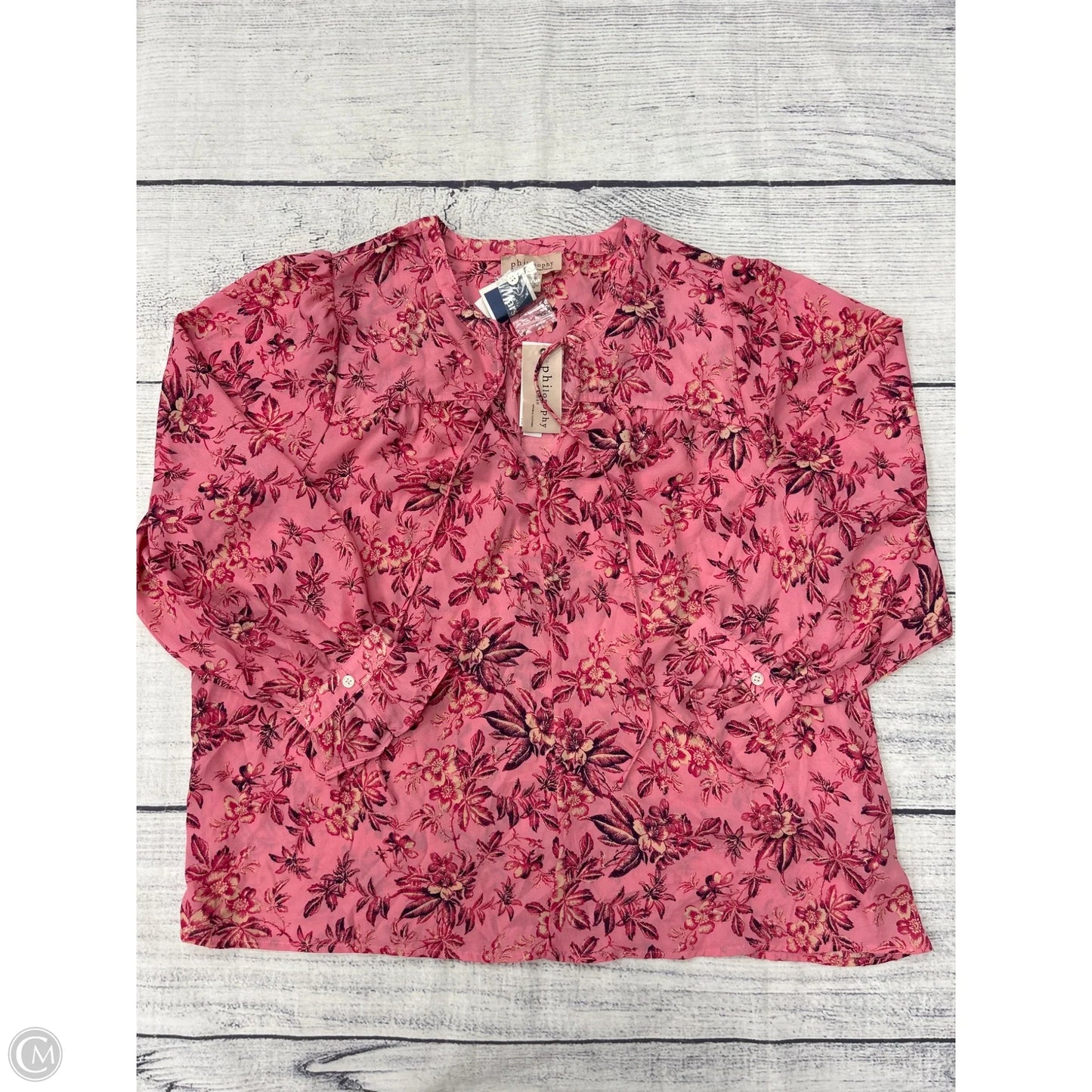 Top Long Sleeve By Philosophy In Pink, Size: 1x