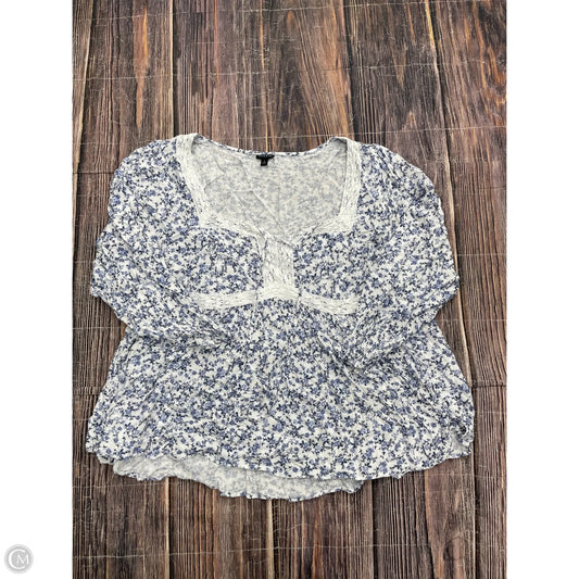 Top Long Sleeve By Torrid In Blue & White, Size: 4x