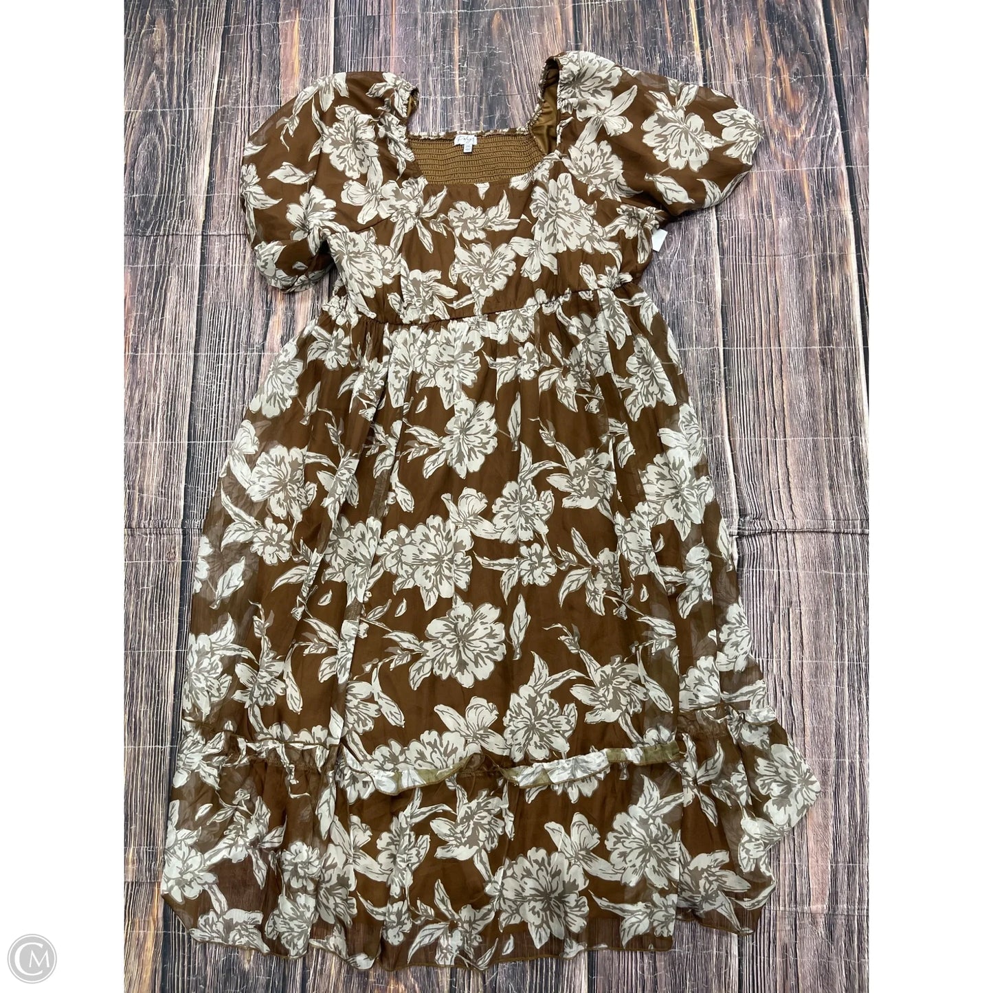 Dress Casual Maxi By Polagram In Brown, Size: 3x