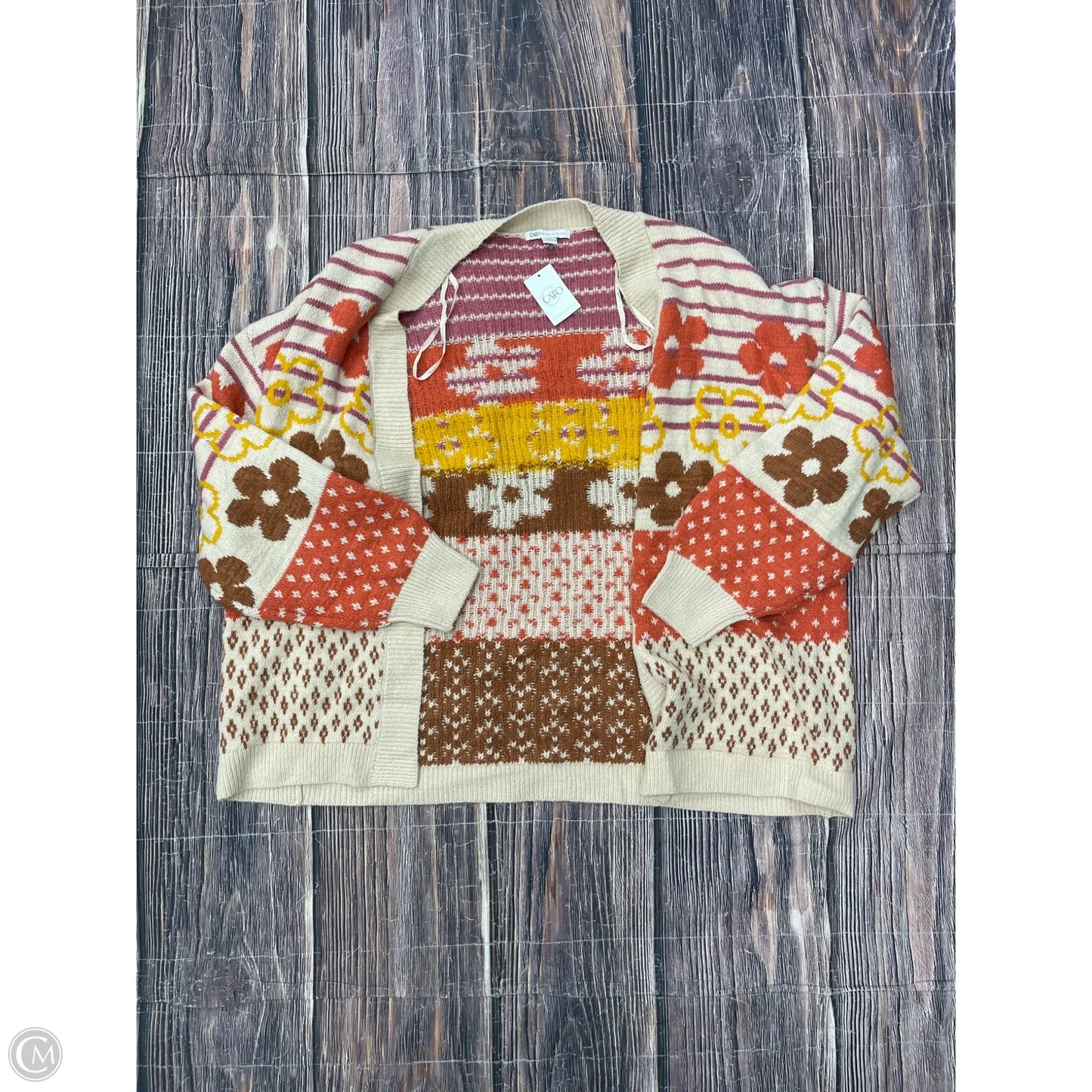 Sweater Cardigan By Cato In Tan, Size: 1x