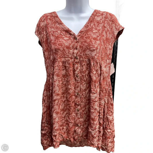 Top Short Sleeve By Anthropologie In Red, Size: M