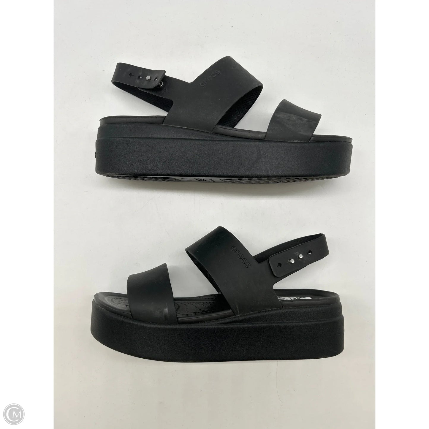 Sandals Heels Platform By Crocs In Black, Size: 8