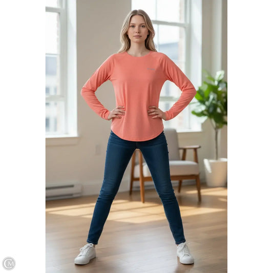 Athletic Top Long Sleeve Crewneck By Columbia In Peach, Size: S