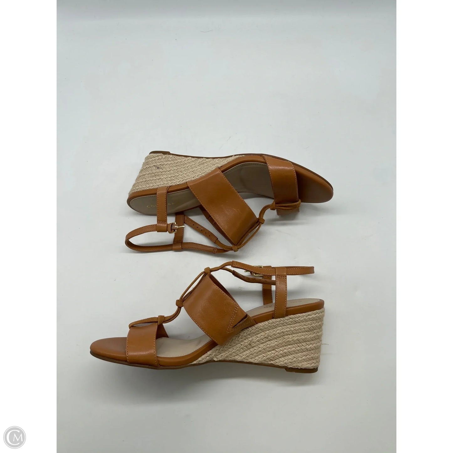 Sandals Heels Wedge By Cole-haan In Brown & Cream, Size: 8