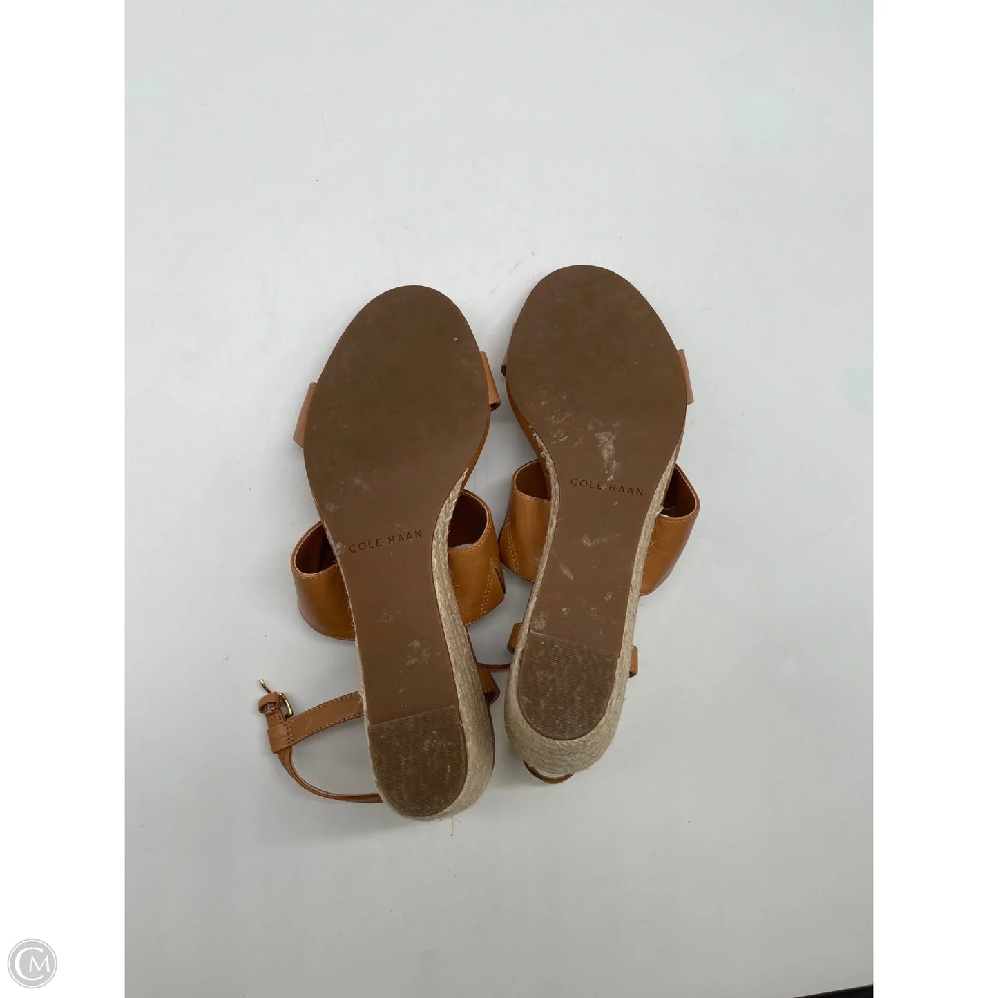 Sandals Heels Wedge By Cole-haan In Brown & Cream, Size: 8