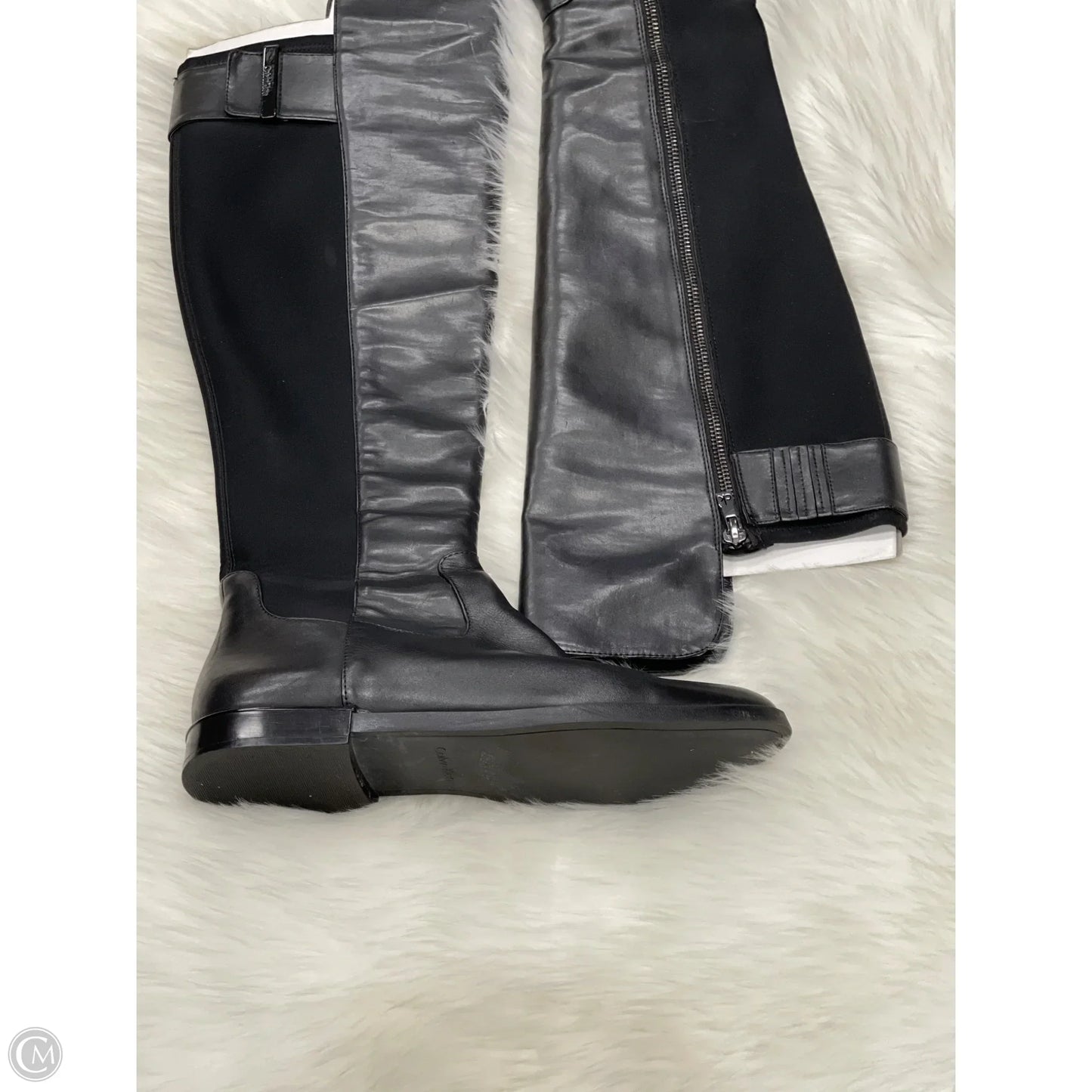 Boots Knee Flats By Calvin Klein In Black, Size: 8
