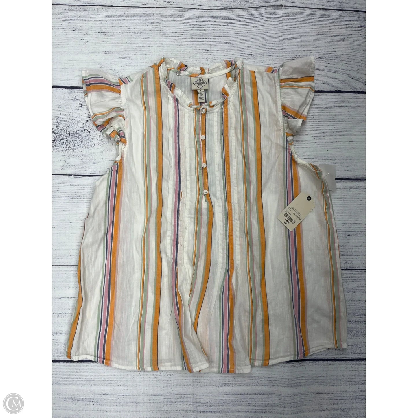 Top Short Sleeve By St Johns Bay In Cream, Size: L
