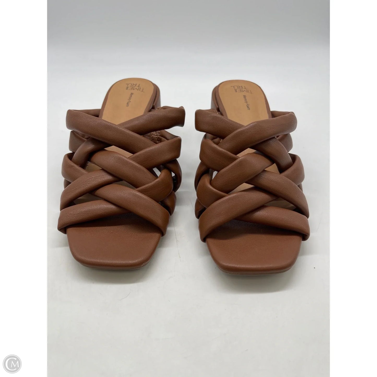 Sandals Heels Block By Time And Tru In Brown, Size: 6