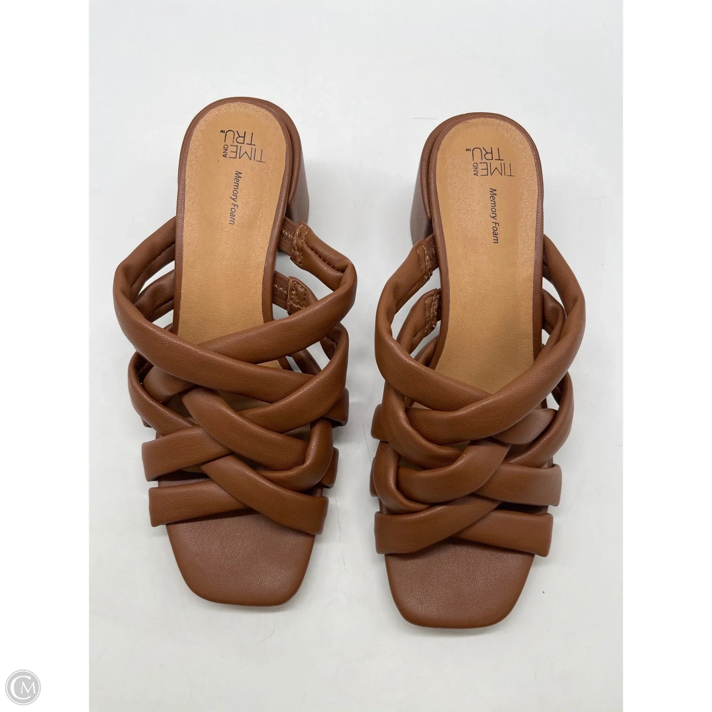 Sandals Heels Block By Time And Tru In Brown, Size: 6