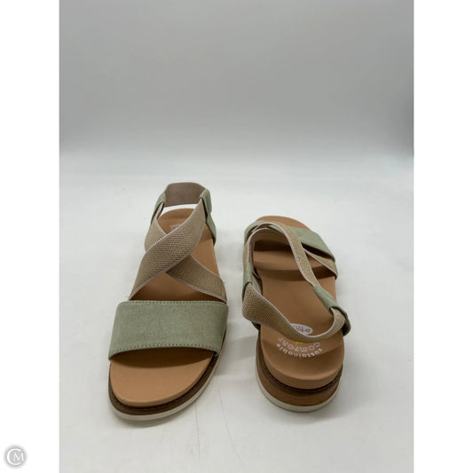 Sandals Flats By Dr Scholls In Green & Tan, Size: 7