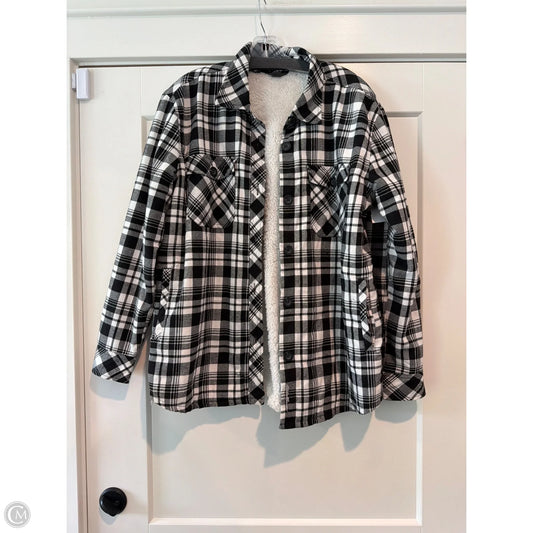 Jacket Fleece By Eddie Bauer In Black & White, Size: M