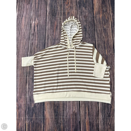 Sweatshirt Hoodie By Easel In Brown & Cream, Size: M