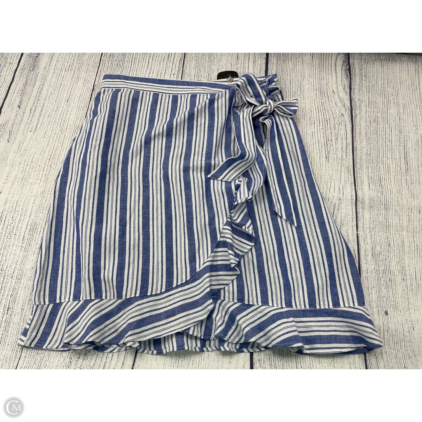 Skirt Midi By Loft In Blue & White, Size: 10