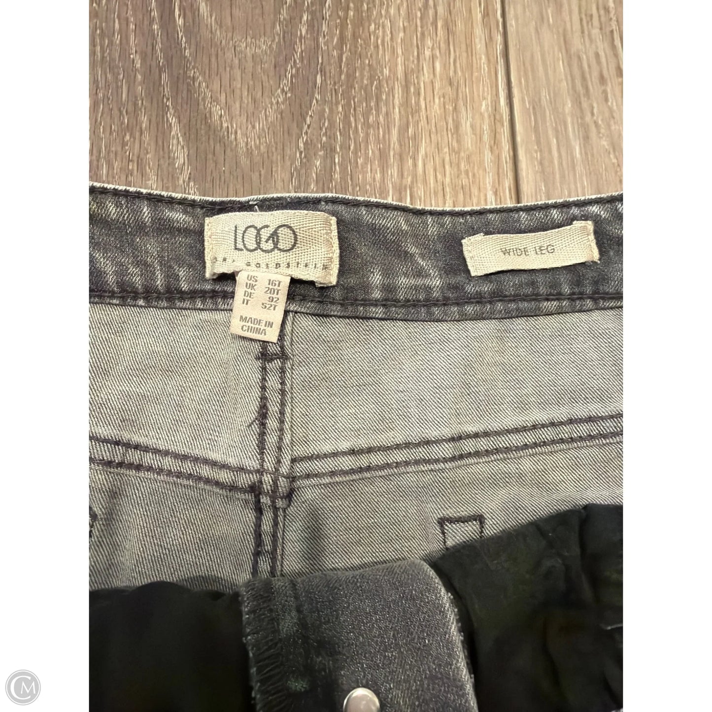 Jeans Wide Leg By Logo In Grey Denim, Size: 16l