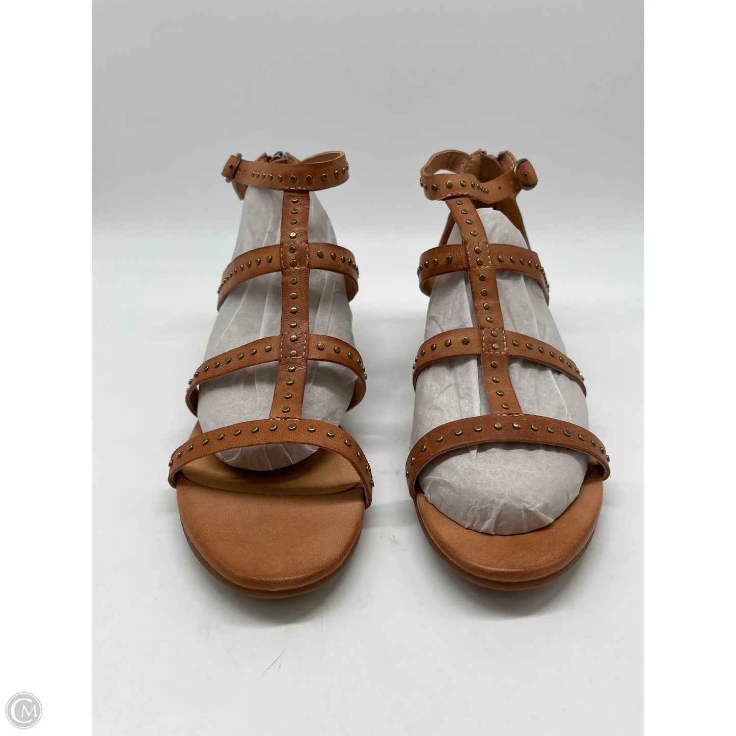 Sandals Heels Block By Clothes Mentor In Tan, Size: 7