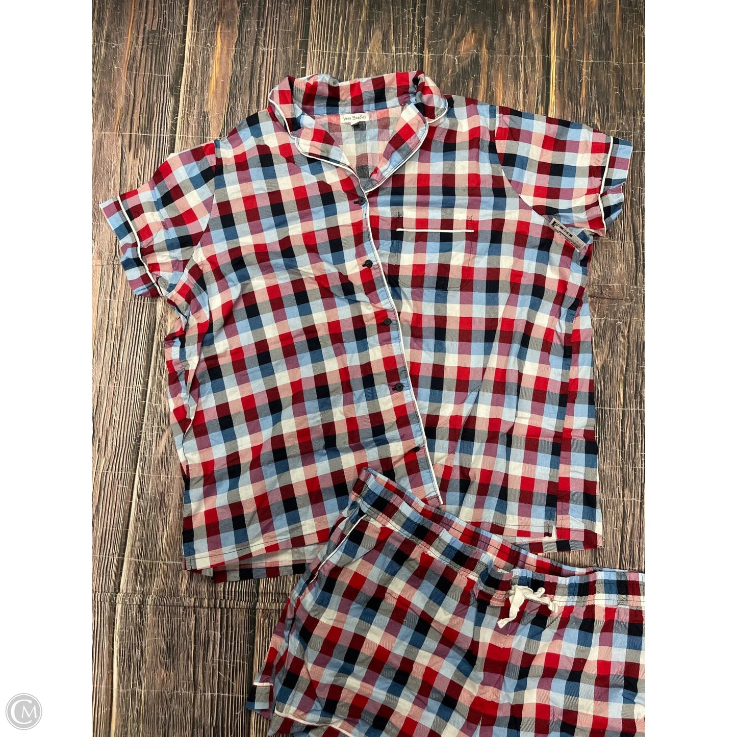 Pajamas 2pc By Vera Bradley In Blue & Red & White, Size: 3x