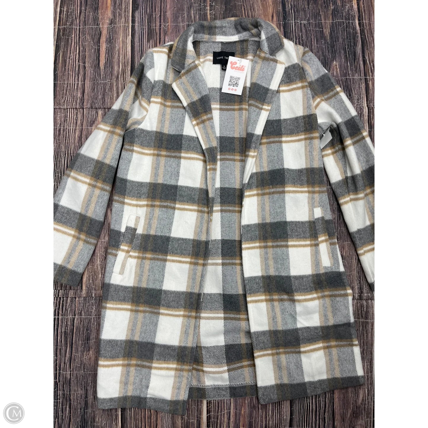 Jacket Shirt By Love Tree In Plaid Pattern, Size: S