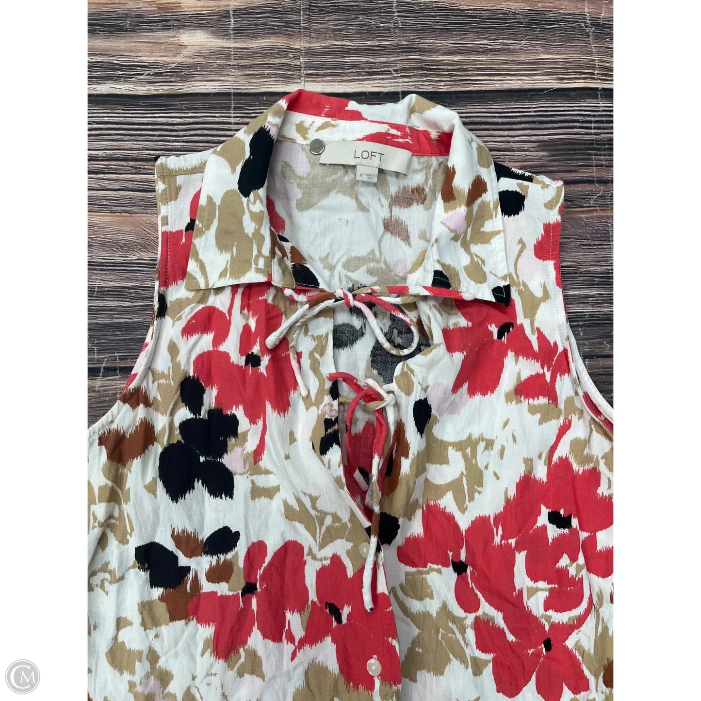 Top Sleeveless By Loft In Floral Print, Size: M