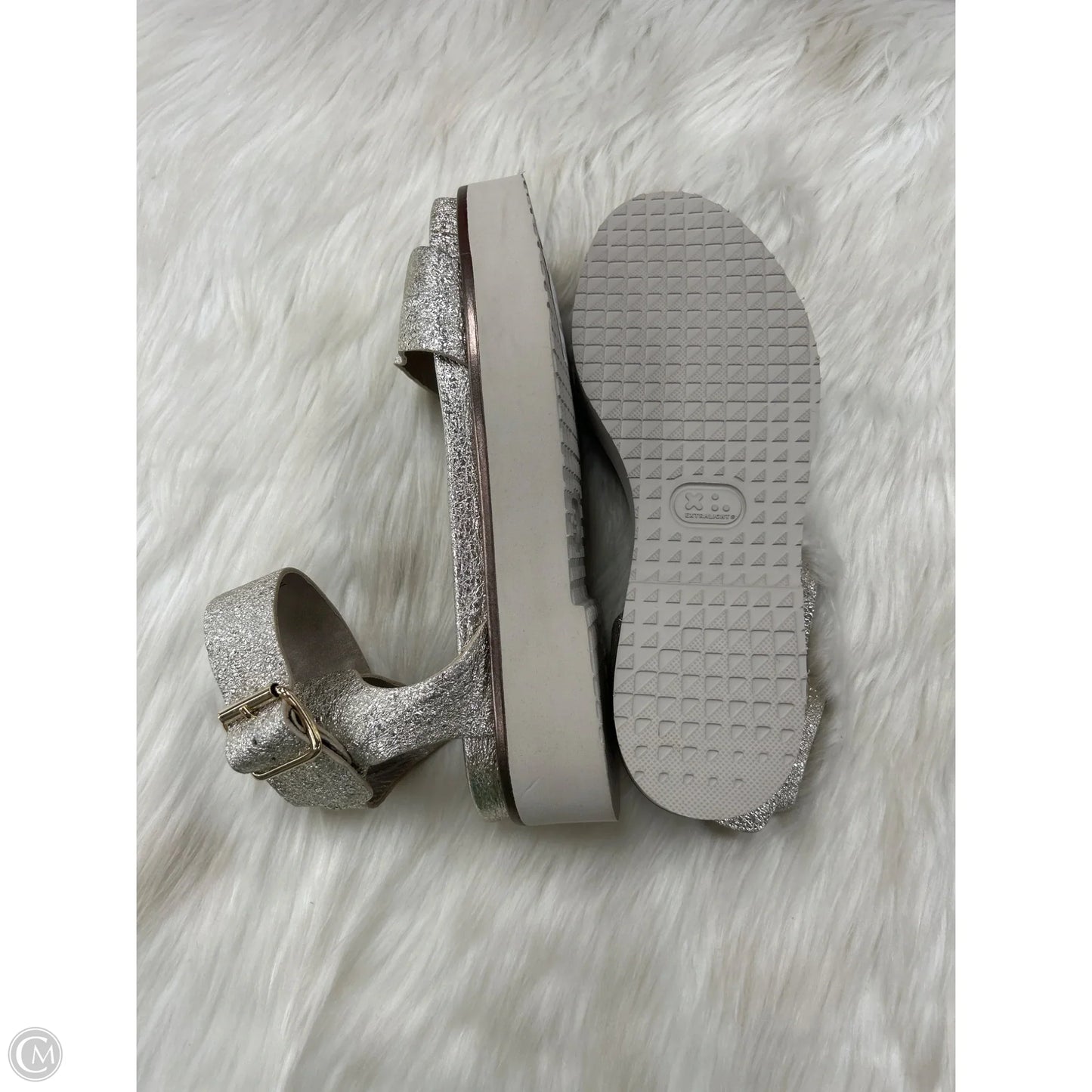 Sandals Heels Platform By Agl In Silver, Size: 7