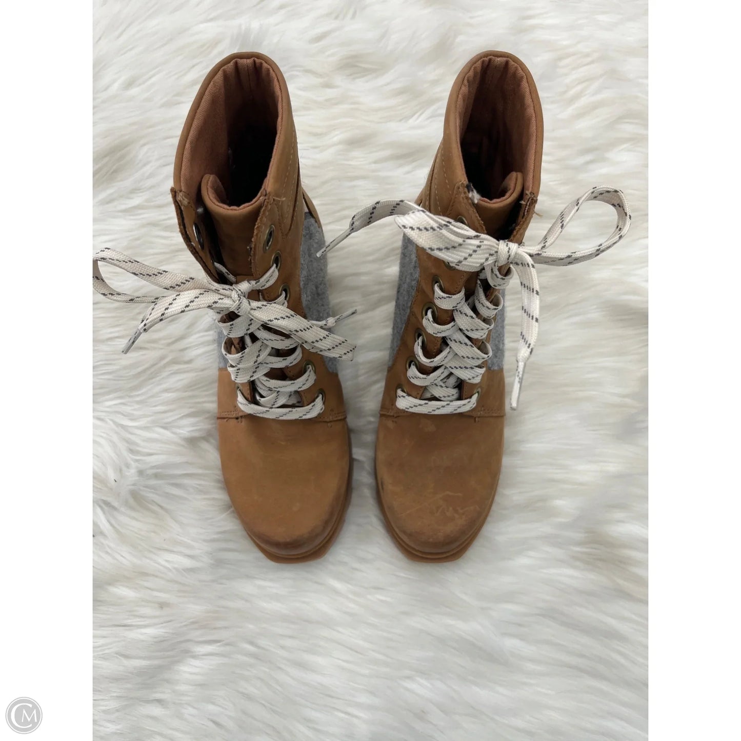 Boots Ankle Heels By Sorel In Brown & Grey, Size: 6