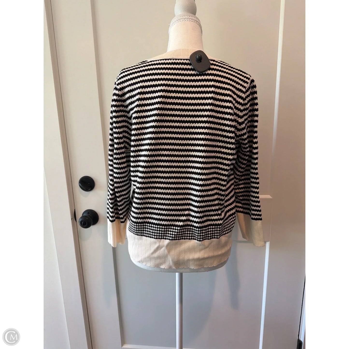 Top Long Sleeve By Adrianna Papell In Black & White, Size: M