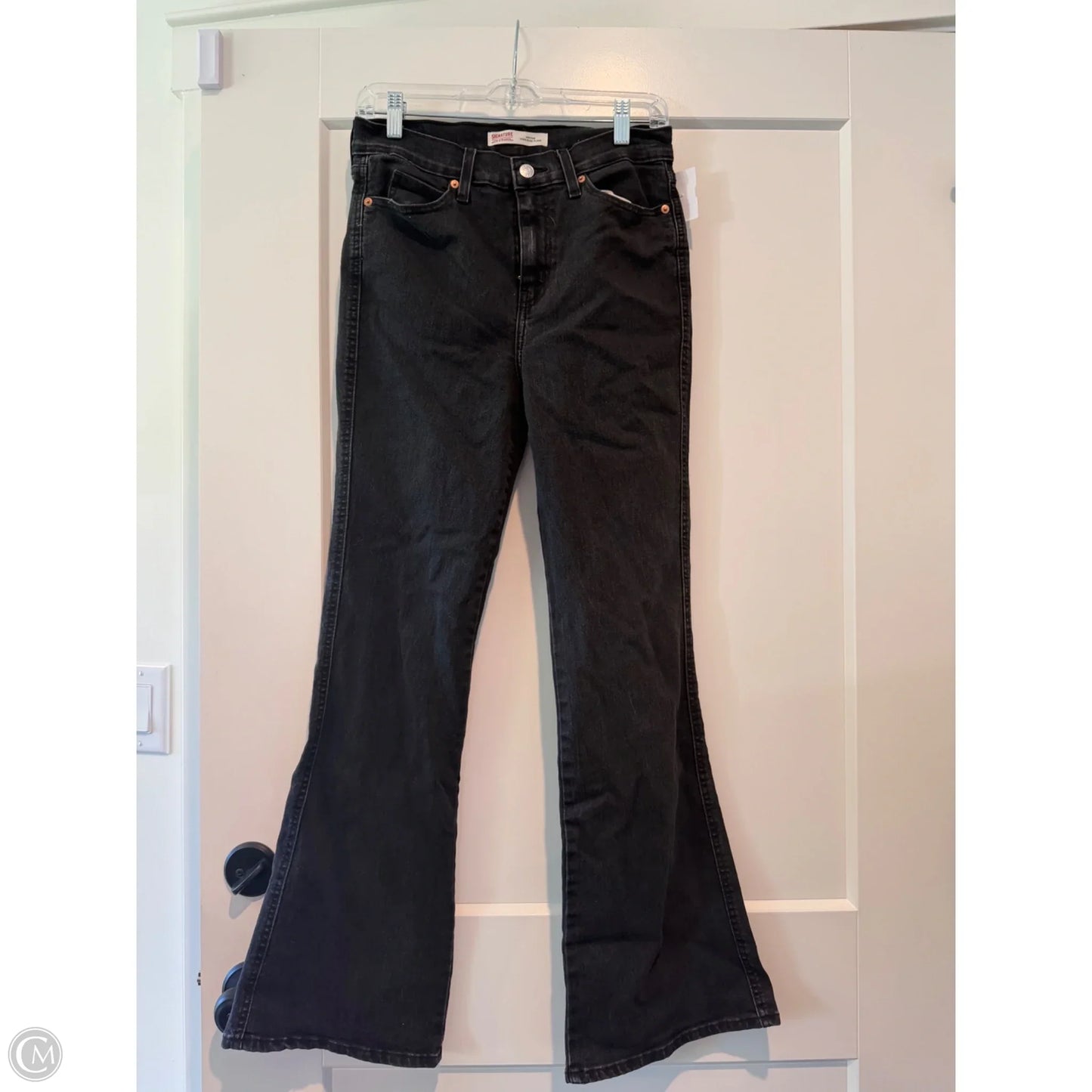 Jeans Flared By Levis Signature In Black Denim, Size: 2