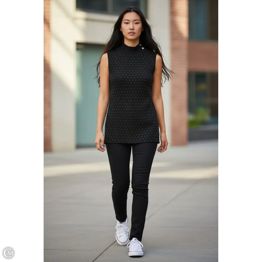 Tank Top By Tahari In Black & Gold, Size: S