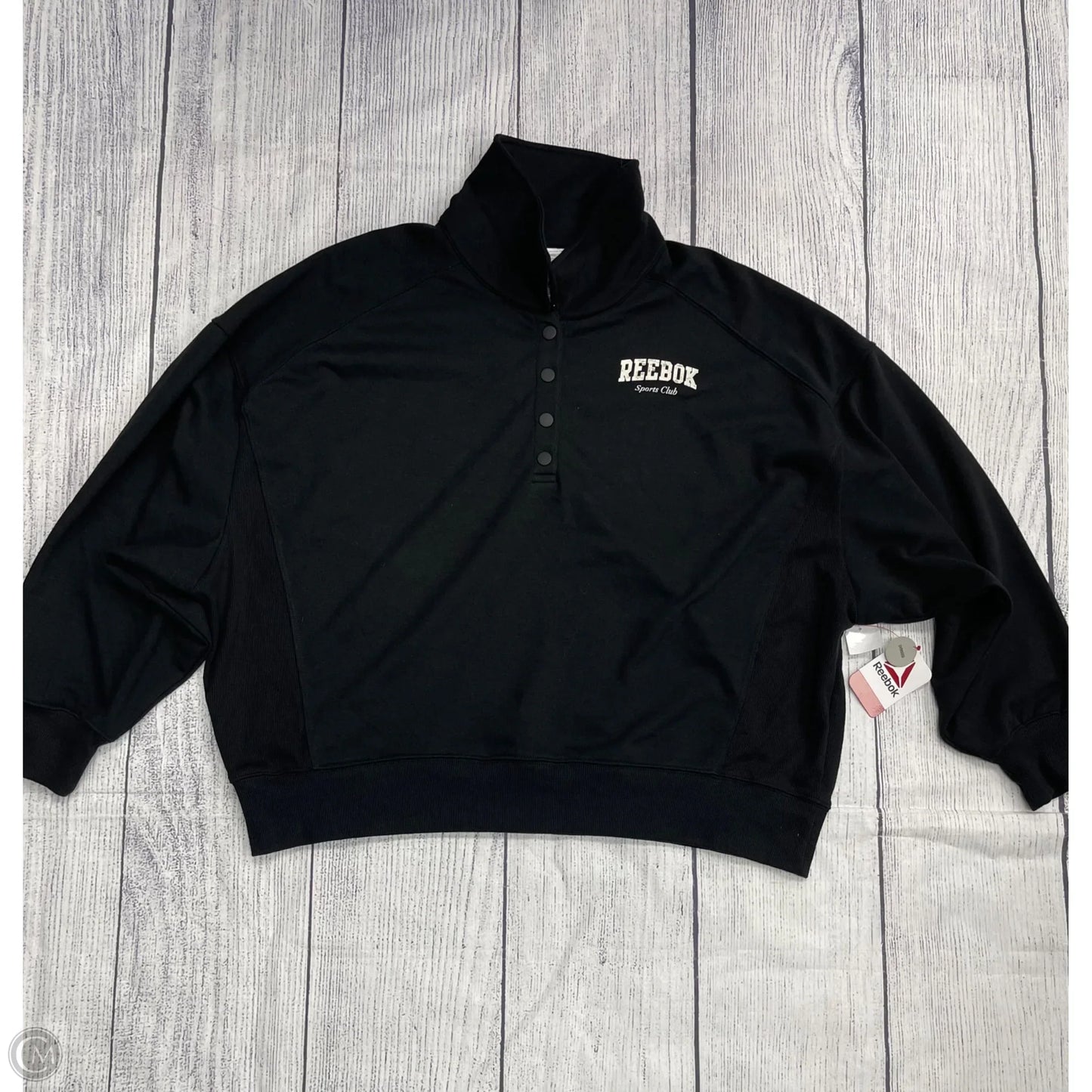 Athletic Sweatshirt Collar By Reebok In Black, Size: 1x