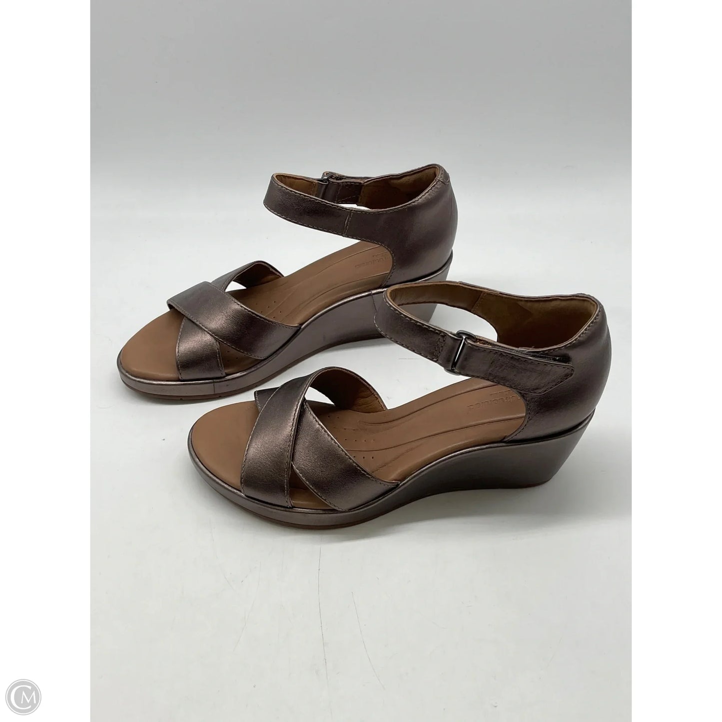 Sandals Heels Wedge By Clarks In Brown, Size: 7
